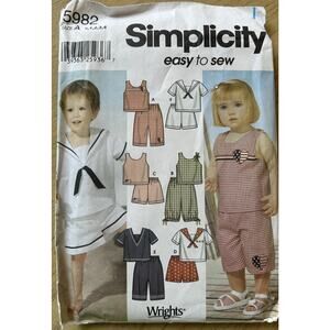 Simplicity Sewing Pattern 5982 Toddler Sailor outfit Shorts Top Unisex 1/2-4 UC